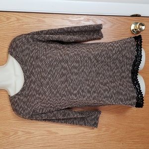Dress Barn Black/Brown Pullover knit top size Petite Medium